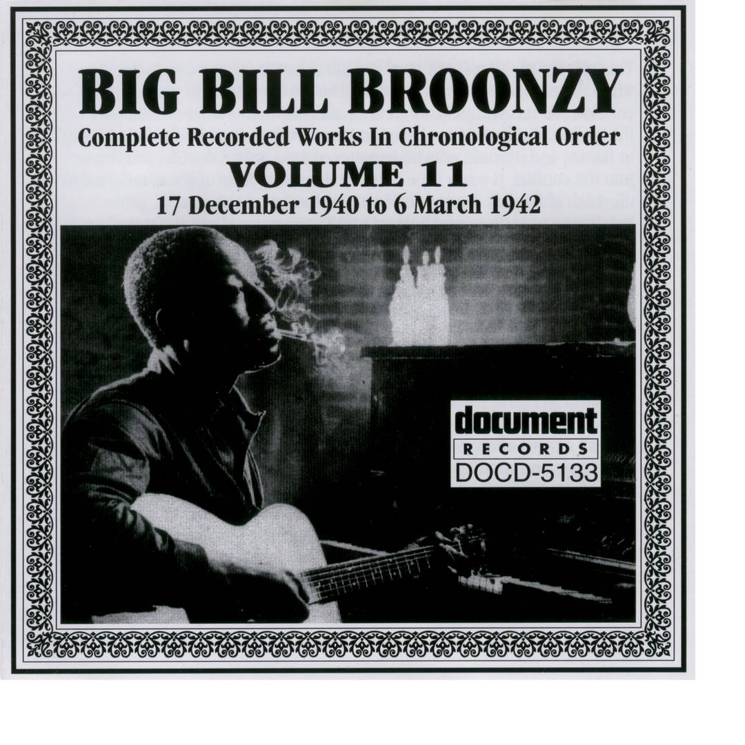 poster 桌布 壁紙 — 一張復古黑白專輯封面顯示 Big Bill Broonzy 一邊抽煙一邊彈奏木吉他。
