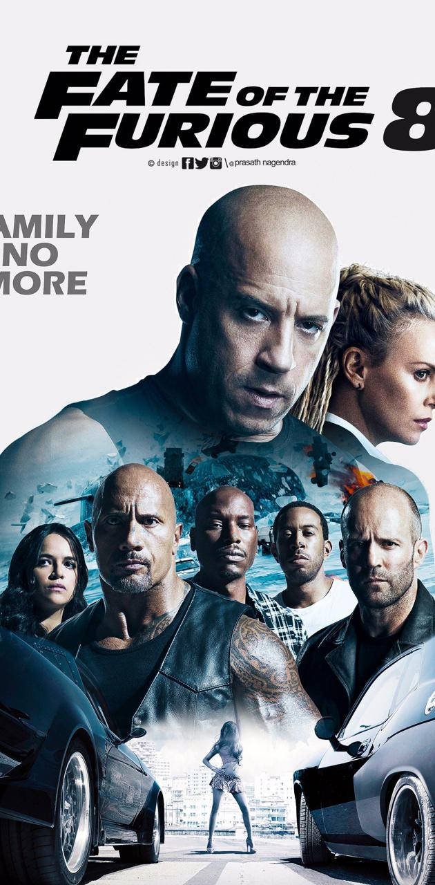 Fast And Furious 8 Car 桌布 壁紙 — 一張戲劇性的電影海報， featuring Furious 8 演員、汽車和城市背景。