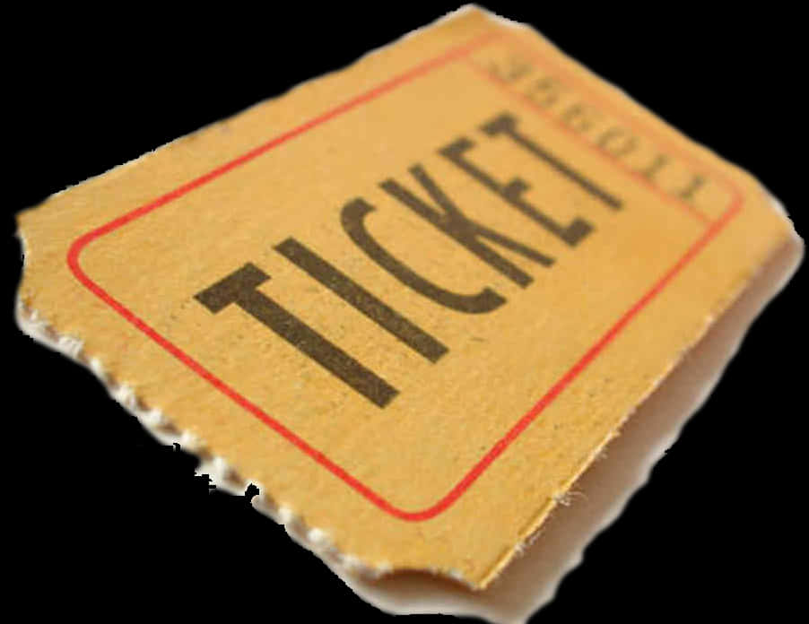 Ticket 桌布 壁紙 — 一張撕破的黃色紙質門票特寫，上面有粗體黑色字體和紅色邊框，背景為黑色。