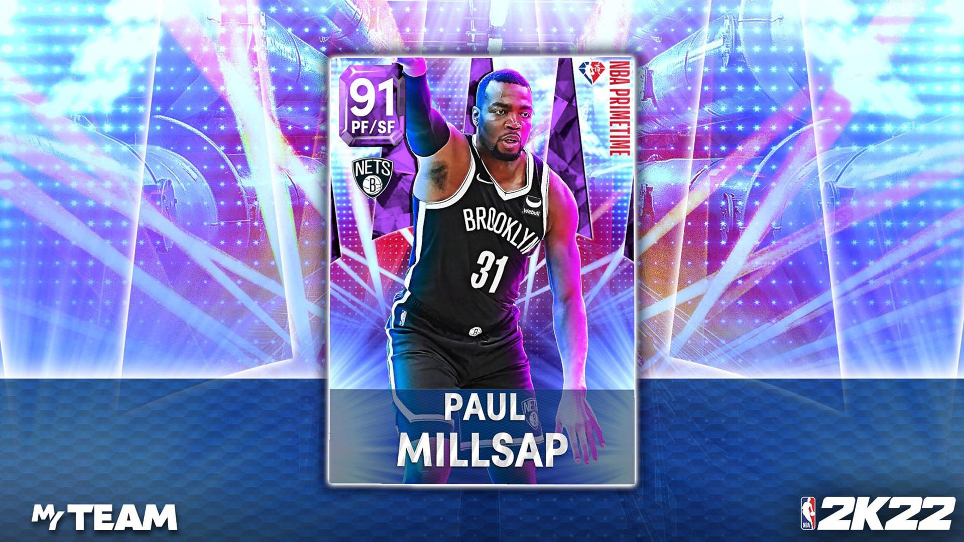 Paul Millsap身穿布魯克林籃網球衣的NBA 2K22 MyTeam數位卡。 — Michael B Jordan 壁紙