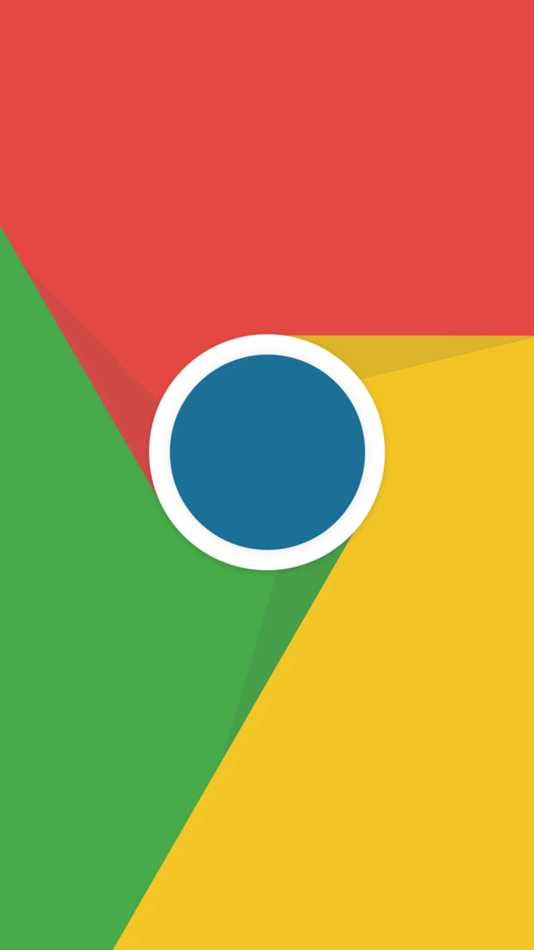 Google Chrome 桌布 壁紙 — 一張極簡數位桌布，Google Chrome 標誌居中，背景為鮮豔的紅、綠、黃幾何圖案。
