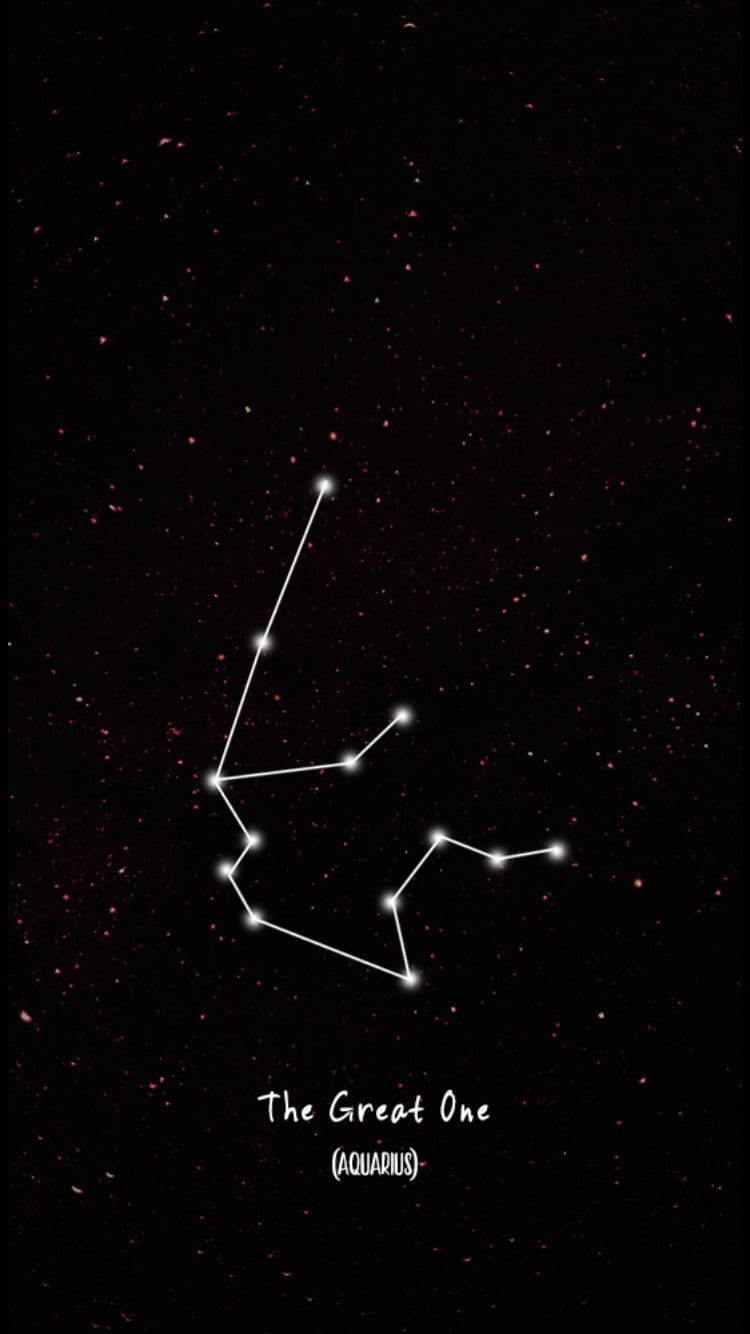 Stars 桌布 壁紙 — 一張極簡星圖在深邃宇宙黑色背景上，點綴著遙遠的紅色星星，突出了水瓶座。