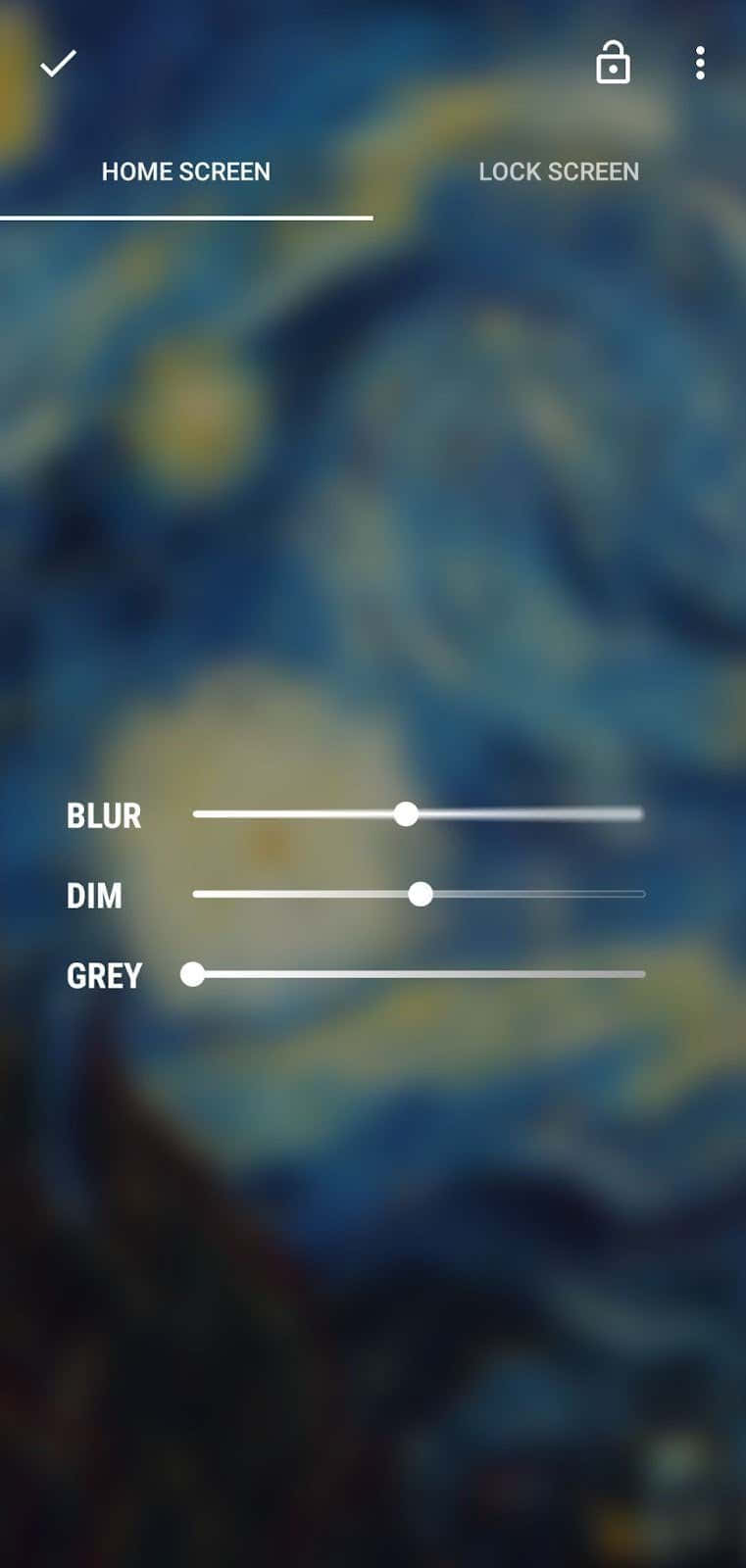 Tricky Lock Screen 桌布 壁紙 — 一張模糊的抽象壁紙，帶有類似梵谷風格的旋轉藍色和黃色色調。