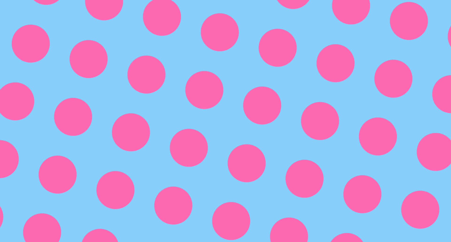 Pink Polka Dot 桌布 壁紙 — 一張歡快的桌布，柔和的藍色背景上散佈著明亮的粉紅色圓點。