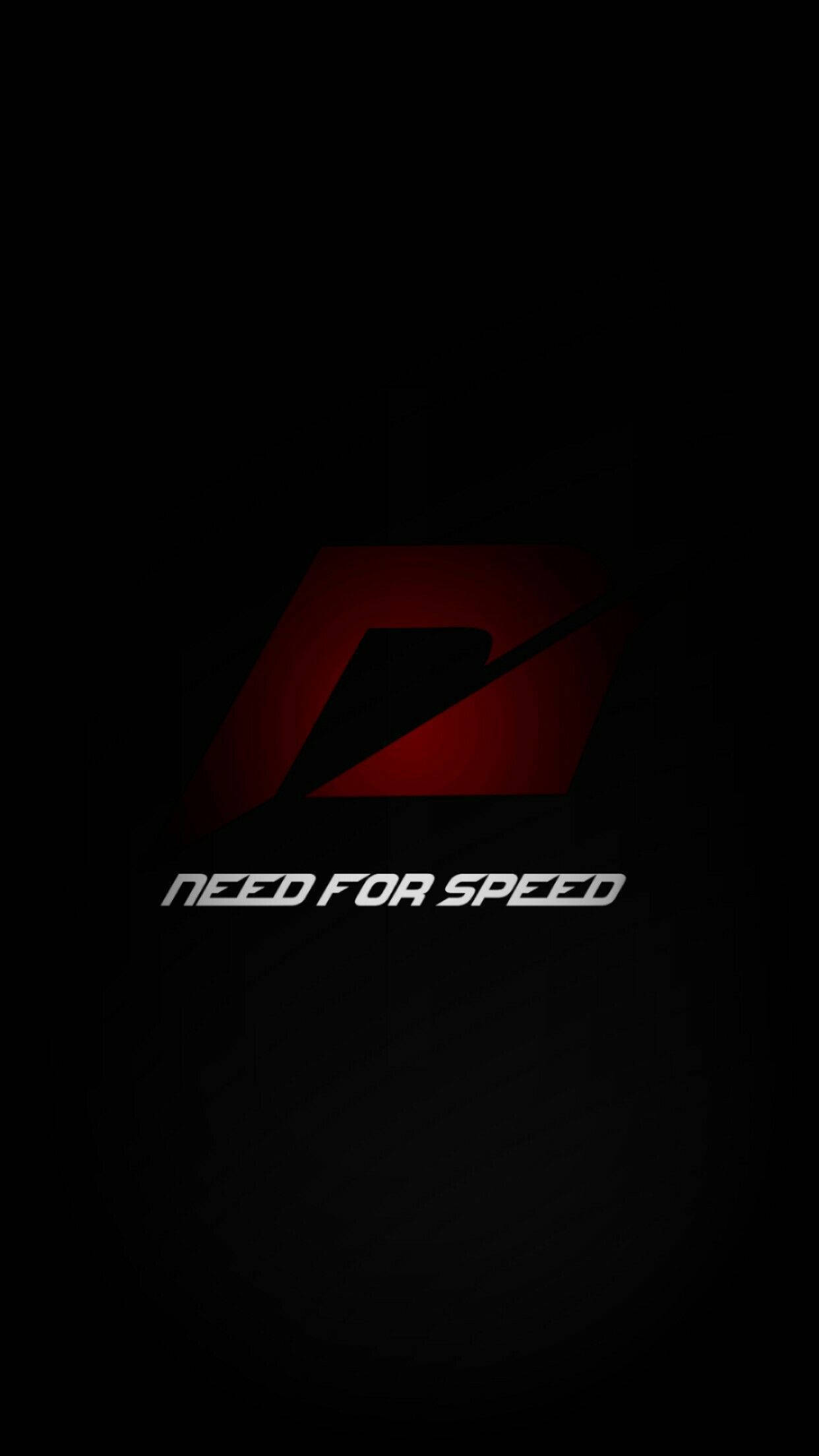 need for speed iPhone 桌布 壁紙 — 一張深色桌布，特色是發光的紅色Need for Speed標誌，帶有白色文字，背景為黑色。