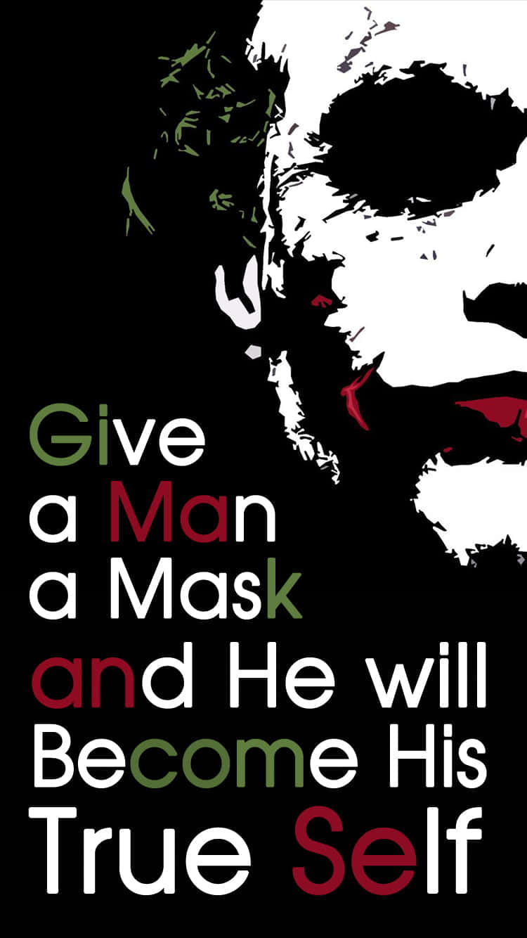 Joker Quotes 桌布 壁紙 — 一張清晰的黑白風格化男性面孔肖像，帶有綠色和紅色點綴，以及覆蓋在圖像上的粗體文字。