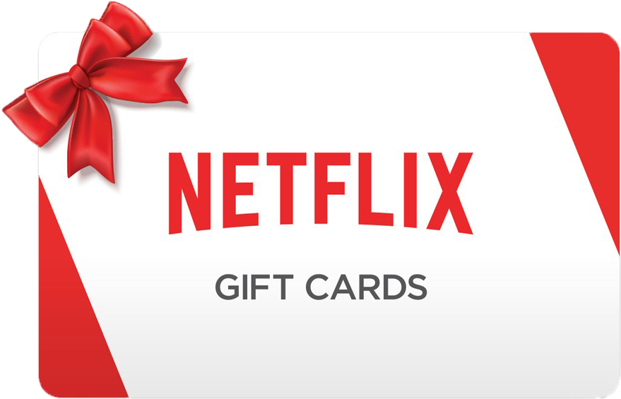 Netflix 桌布 壁紙 — 一張白色Netflix禮品卡，左上角有粗體紅色標誌和亮面紅色蝴蝶結。