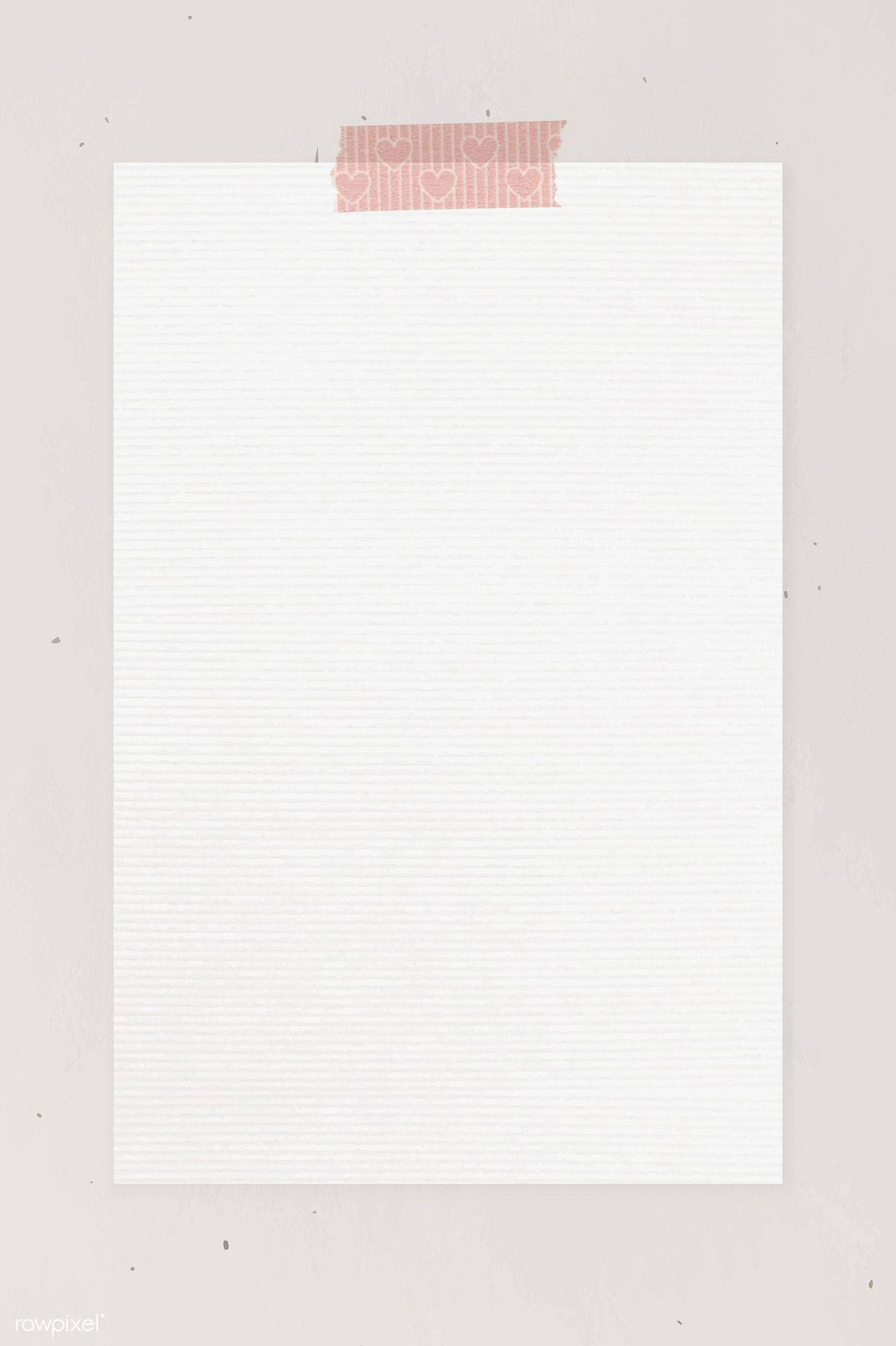 paper 桌布 壁紙 — 一張空白橫線筆記本頁面，用粉紅色心形圖案和紙膠帶貼在柔軟有紋理的牆上。
