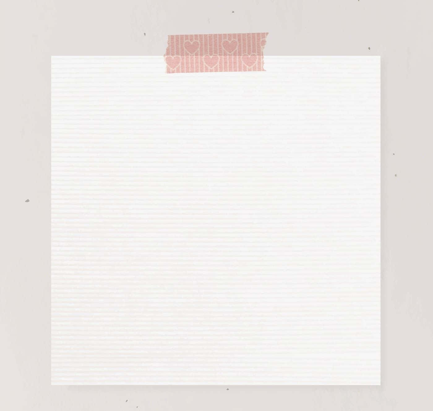 paper 桌布 壁紙 — 一張空白橫線記事簿頁面，用粉紅色心形圖案膠帶固定在柔軟灰色背景上。