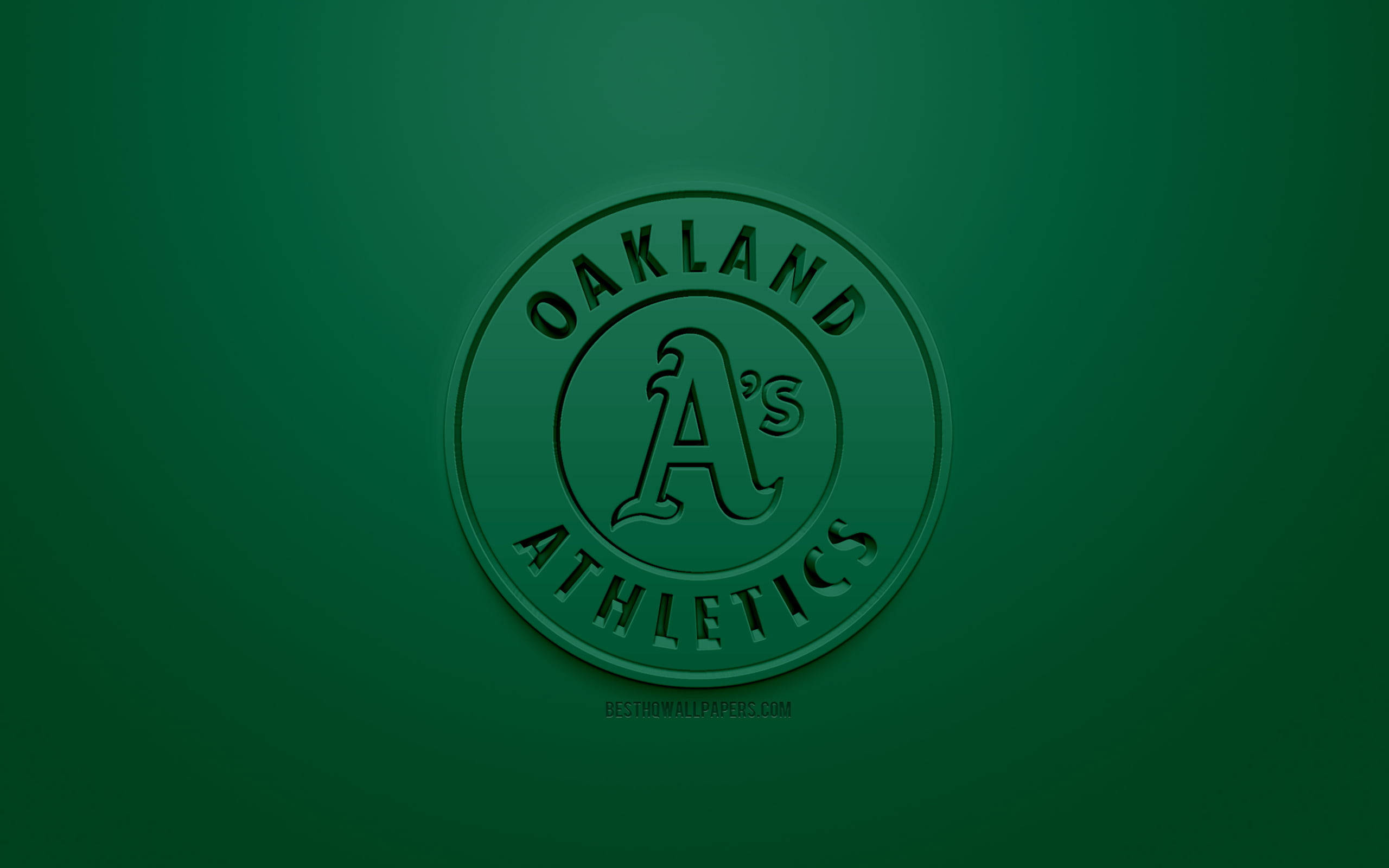 Athletics 桌布 壁紙 — 一張簡約的綠色壁紙，奧克蘭運動家隊標誌居中，帶有微妙的漸變背景。