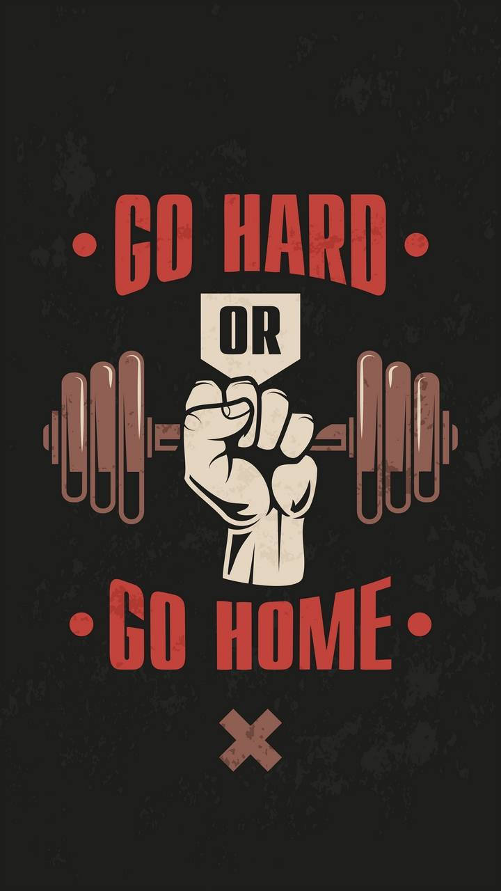 Fitness Motivation iPhone 桌布 壁紙 — 一張粗糙的勵志海報，拳頭緊握槓鈴，背景為深色紋理。