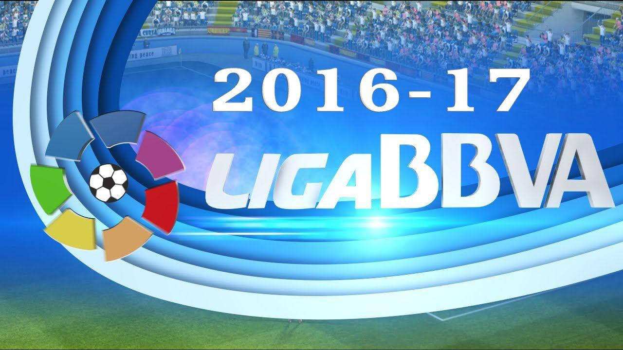 La 桌布 壁紙 — 一張色彩繽紛的2016-17賽季西甲BBVA足球聯賽數位圖形，包含彩色標誌和球場人群。