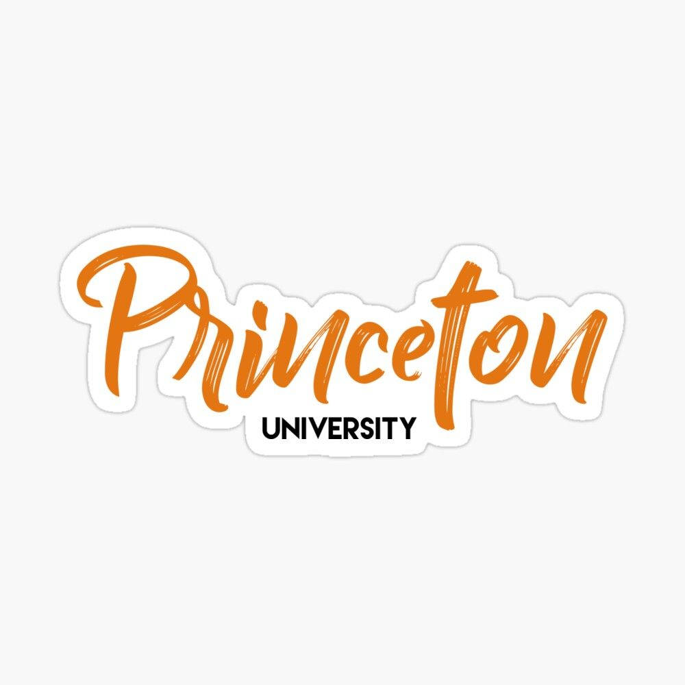標誌 桌布 壁紙 — 一張貼紙，上面有橙色草書字體的「Princeton」和黑色粗體字體的「UNIVERSITY」，背景為白色。