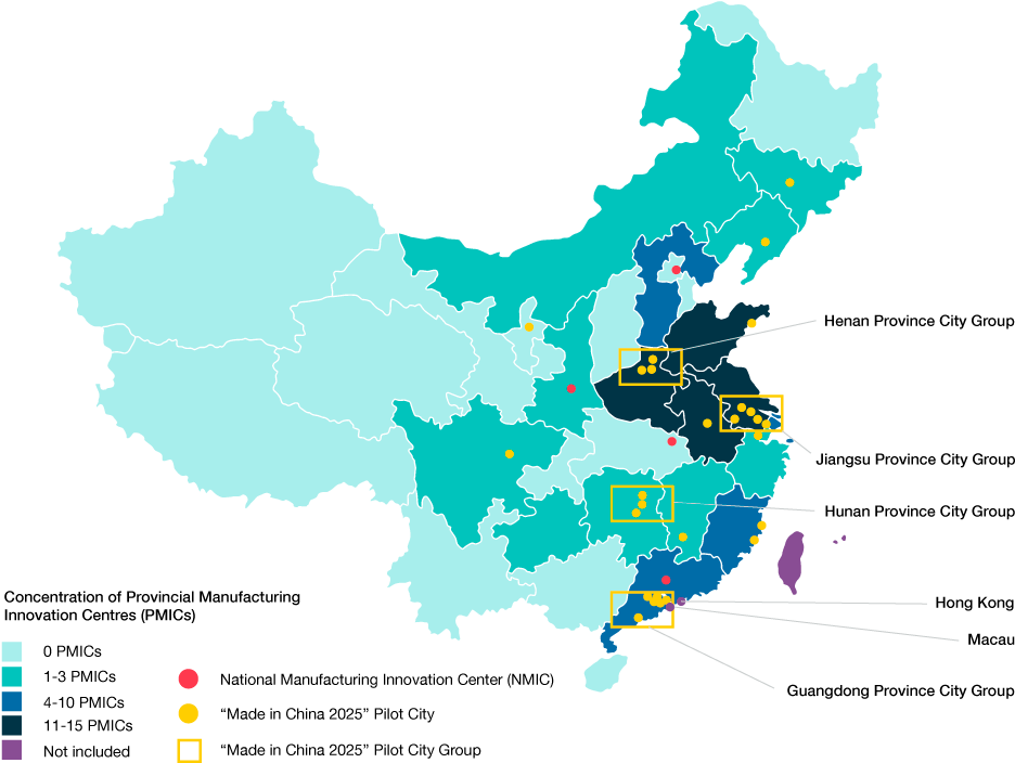 中國 桌布 壁紙 — 一張風格化的中國地圖，區域以青綠色和藍色陰影顯示，並以黃色圓點和輪廓框標記，背景為黑色。