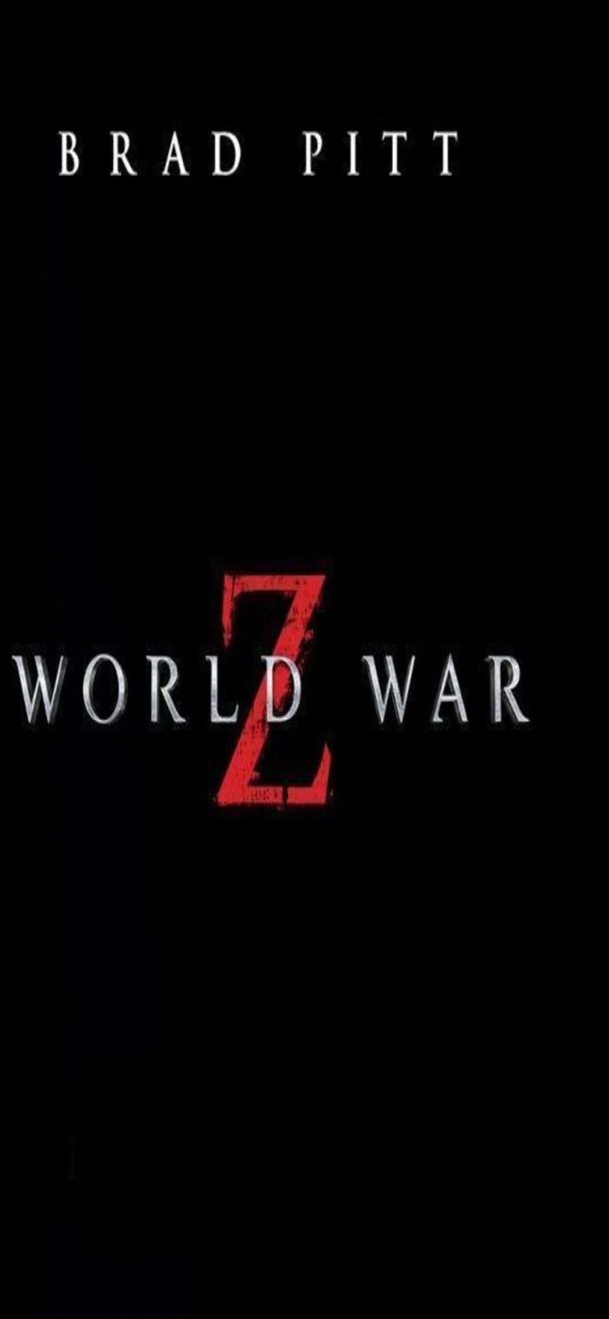 黑色美學 桌布 壁紙 — 一張鮮明的黑色電影海報，為《World War Z》而設，上有布萊德彼特的名字和標題，在深色背景上有一個紅色的Z。