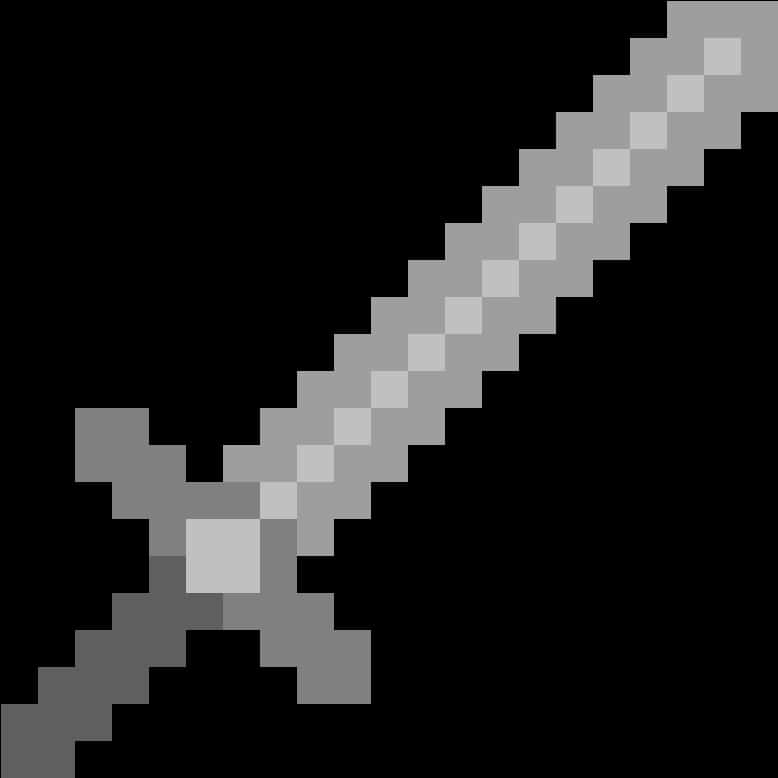 Minecraft Sword 桌布 壁紙 — 一把像素化灰色劍，帶有方塊狀劍柄和劍刃，置於純黑色背景上。