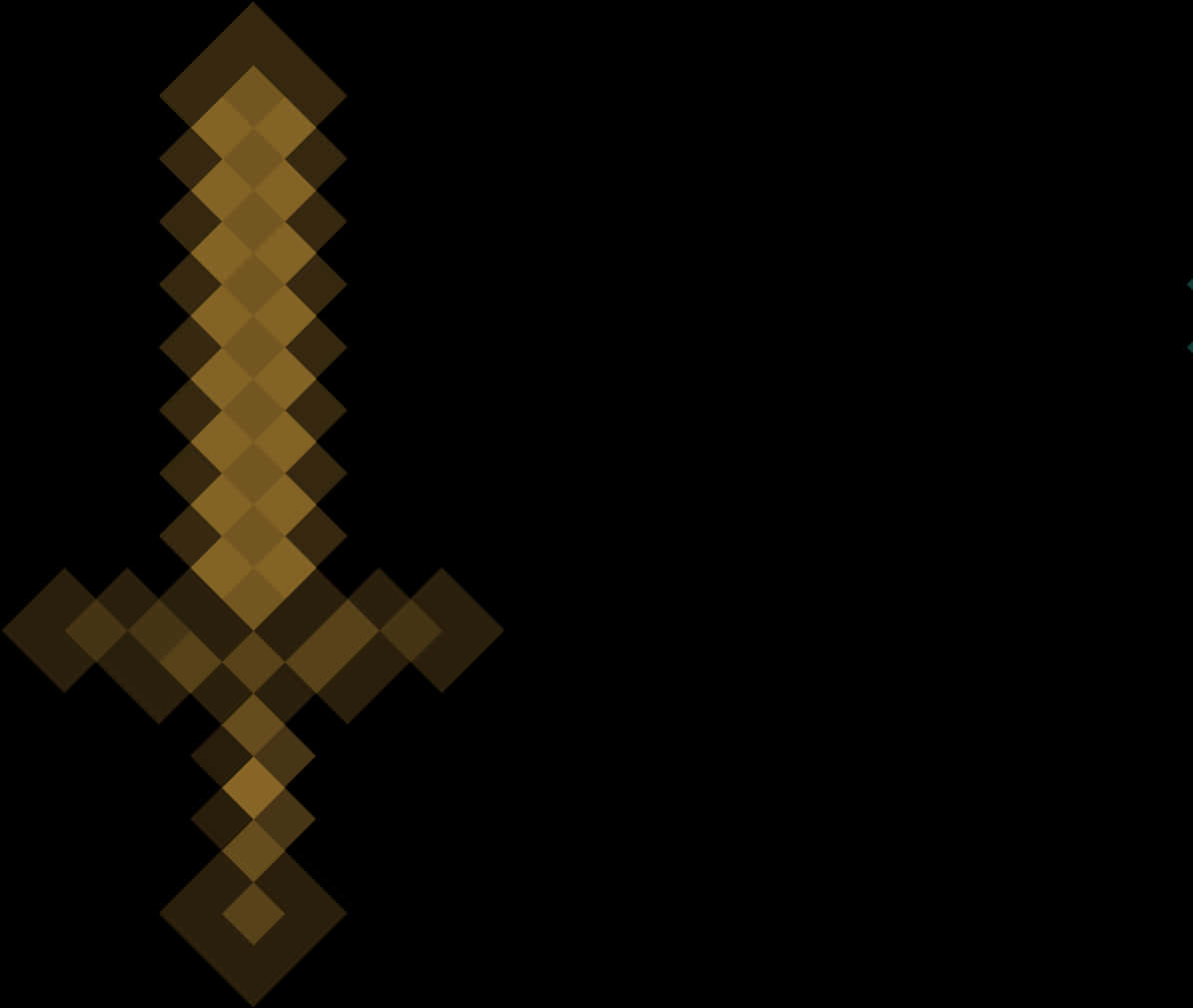Minecraft Sword 桌布 壁紙 — 一把像素化的金色劍在純黑背景上發光，呈現經典Minecraft風格。
