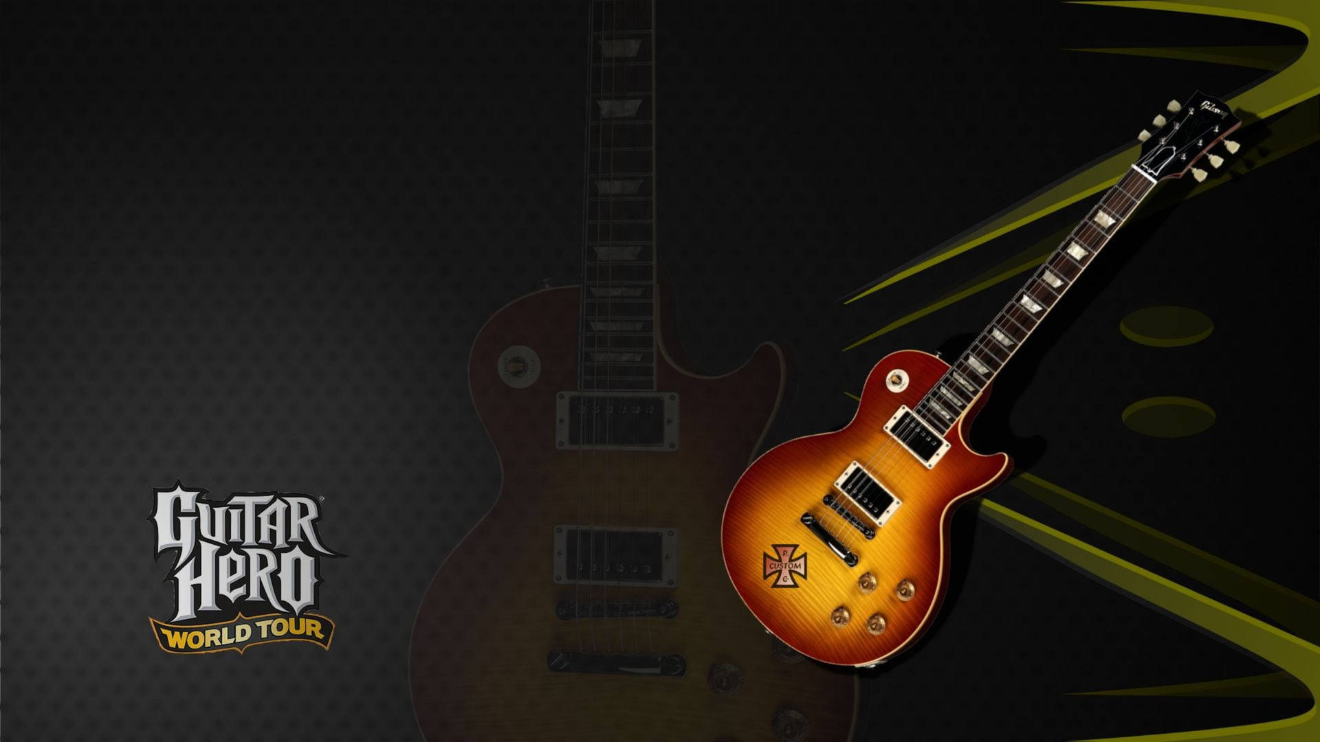 Guitar Hero World Tour遊戲桌布， featuring 一把帶有鐵十字標誌的旭日電吉他。 — 吉他英雄 壁紙