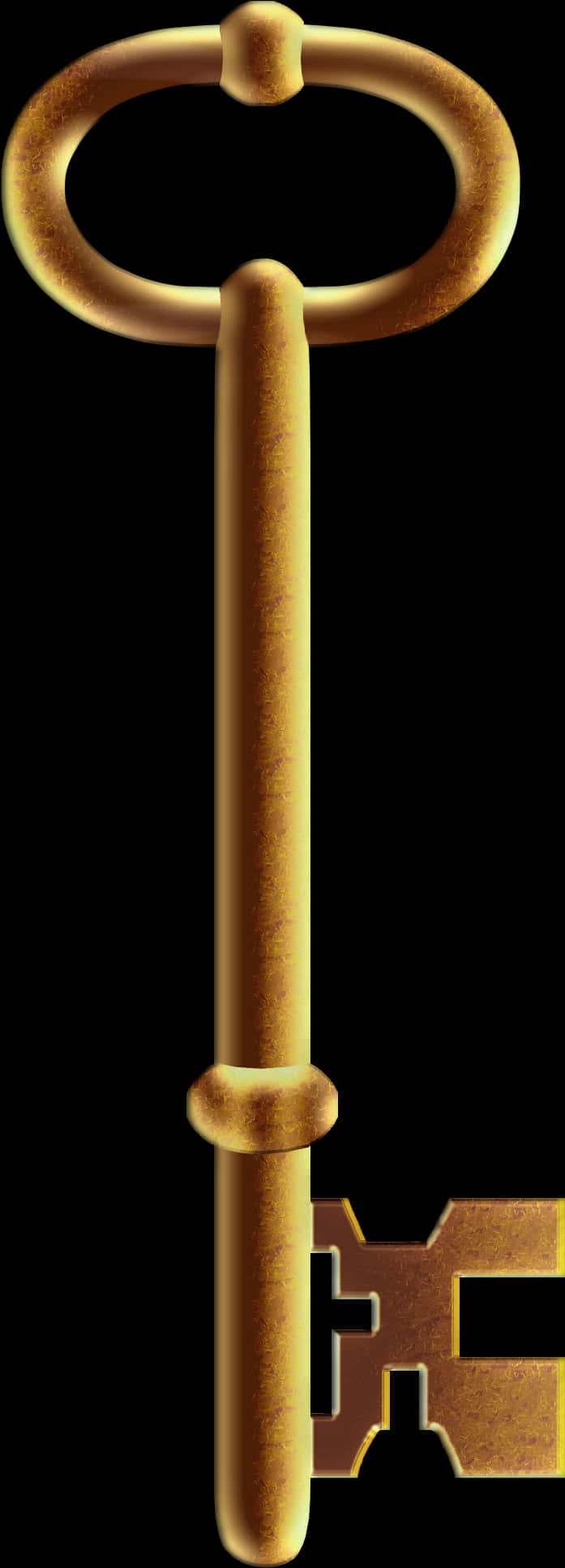 key 桌布 壁紙 — 一把復古黃銅鑰匙，帶有華麗的頭部和磨損的齒，孤立在純黑色背景上。