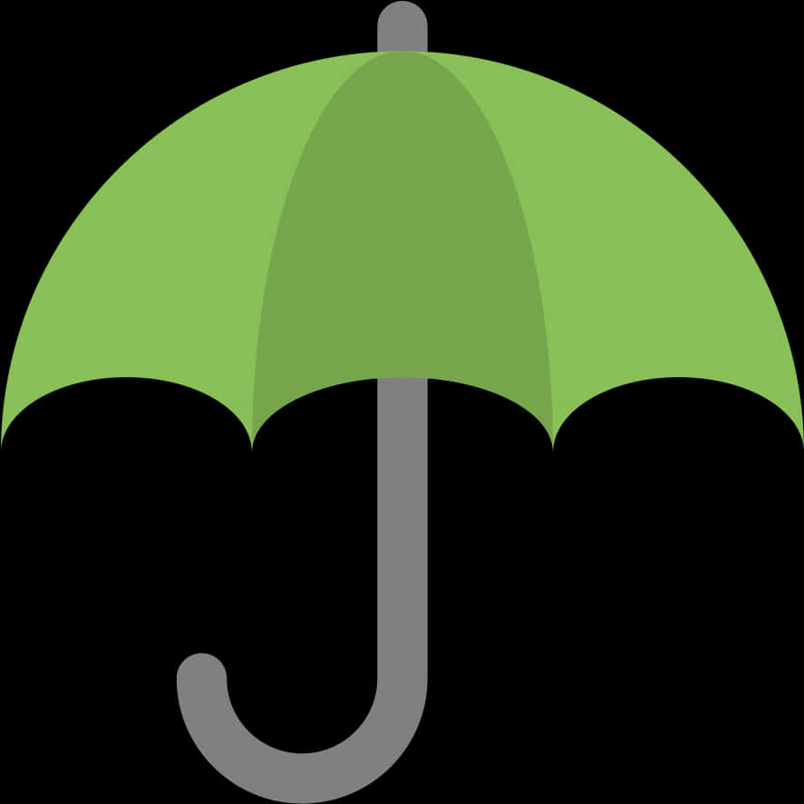 剪貼畫 桌布 壁紙 — 一把簡單的綠色雨傘，帶灰色手柄，在純黑色背景上張開。