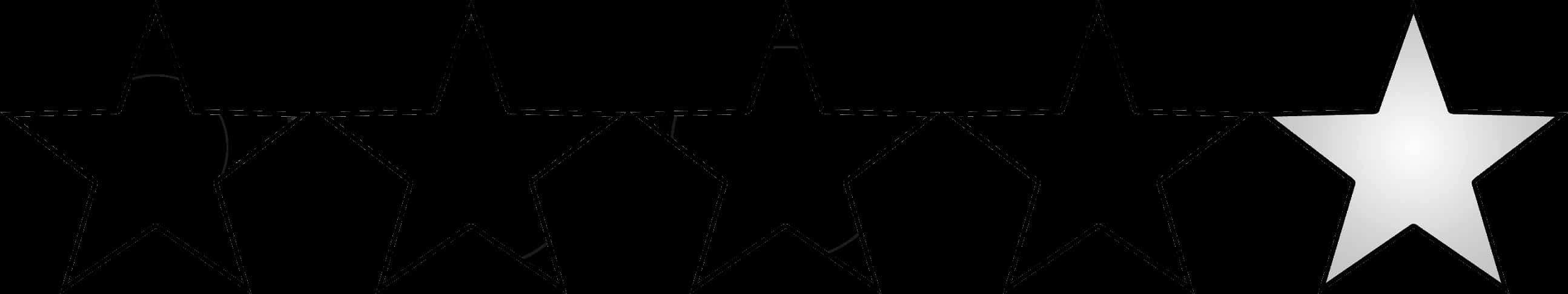 Black Stars 桌布 壁紙 — 一排五顆星，四顆黑色輪廓，右邊一顆發光的白色星星。