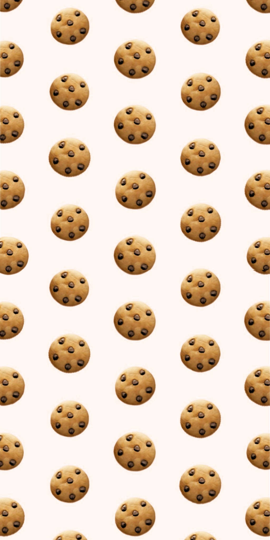 Cookie 桌布 壁紙 — 一排排完美圓形的巧克力餅乾，整齊排列在柔軟的奶油色背景上。