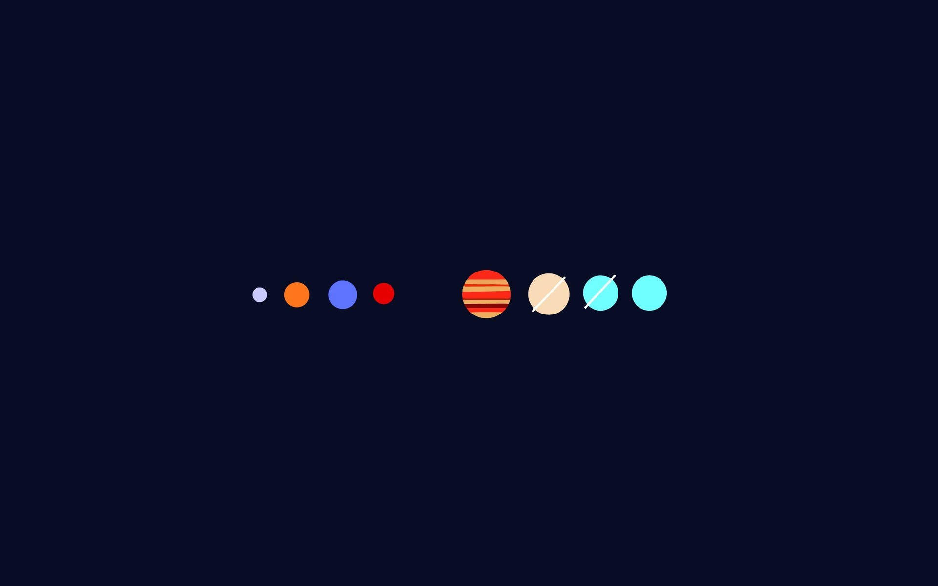 在簡約太空場景中的一排彩色行星。