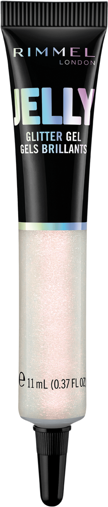 Cosmetics Products 桌布 壁紙 — 一支Rimmel London Jelly Glitter Gel，透明部分可見閃爍的淺粉紅色亮粉。