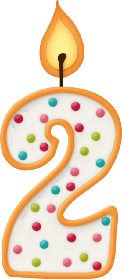 Sprinkles 桌布 壁紙 — 一支明亮照明的數字二生日蠟燭，帶有彩色糖粒和溫暖的黃色火焰。