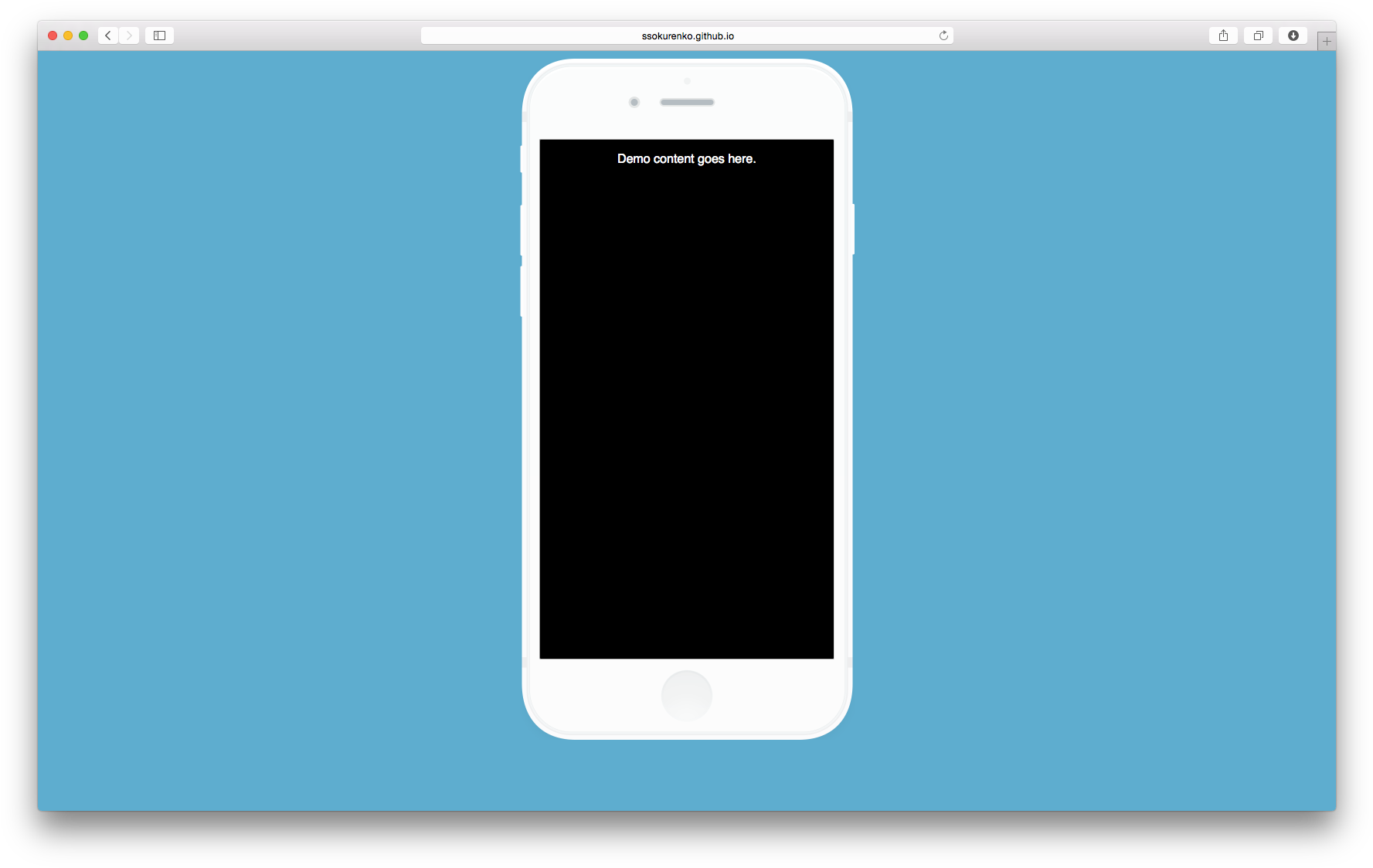 White iPhone 桌布 壁紙 — 一支白色智慧型手機，黑色螢幕顯示示範文字，居中放置在瀏覽器視窗內的純藍色背景上。
