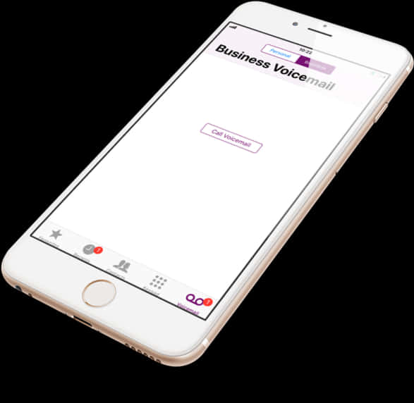 Smart Phone 桌布 壁紙 — 一支白色智慧型手機在黑色背景上顯示商業語音信箱應用程式介面。