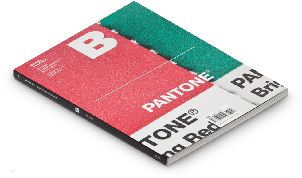 雜誌 桌布 壁紙 — 一本 Pantone 色票書，帶有鮮明的紅色、綠色和白色頁面，傾斜在黑色背景上。
