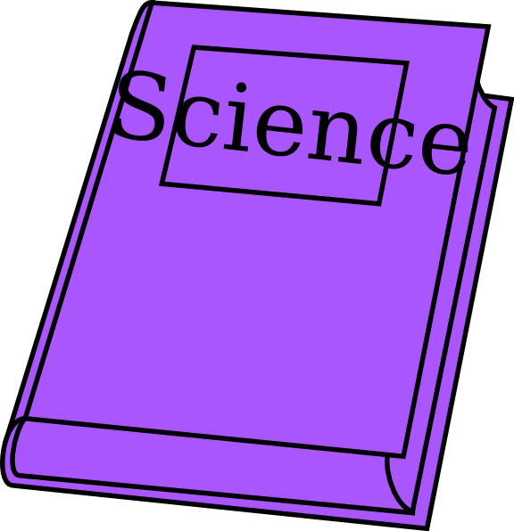 科學 桌布 壁紙 — 一本充滿活力的紫色書，書名為「Science」，採用粗體黑色文字和簡潔線條，傾斜放置在白色背景上。