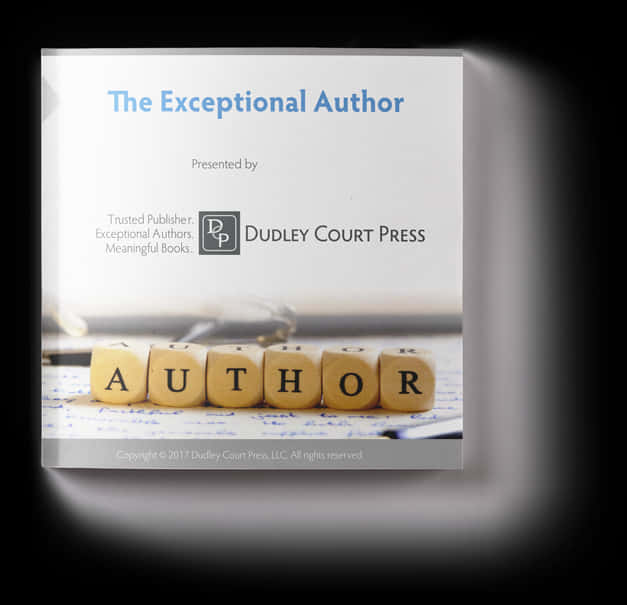 疼痛 桌布 壁紙 — 一本名為《The Exceptional Author》的書籍封面，手寫手稿頁面上有木製字母方塊拼出 AUTHOR。