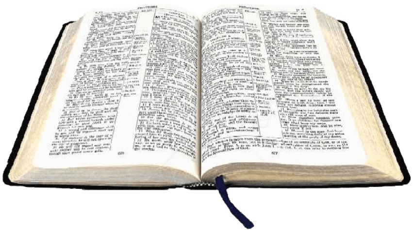 Open Bible 桌布 壁紙 — 一本打開的復古字典，帶有泛黃的書頁和黑色皮革裝訂，平放在白色背景上。