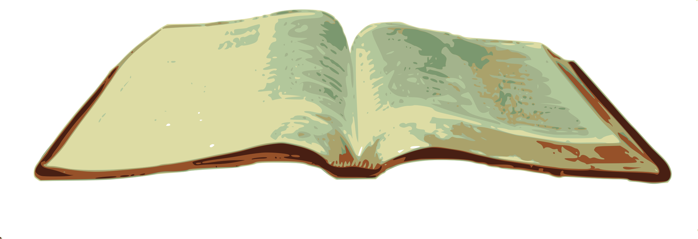 Open Bible 桌布 壁紙 — 一本打開的復古書，泛黃的書頁和棕色皮革封面，漂浮在黑色背景上。