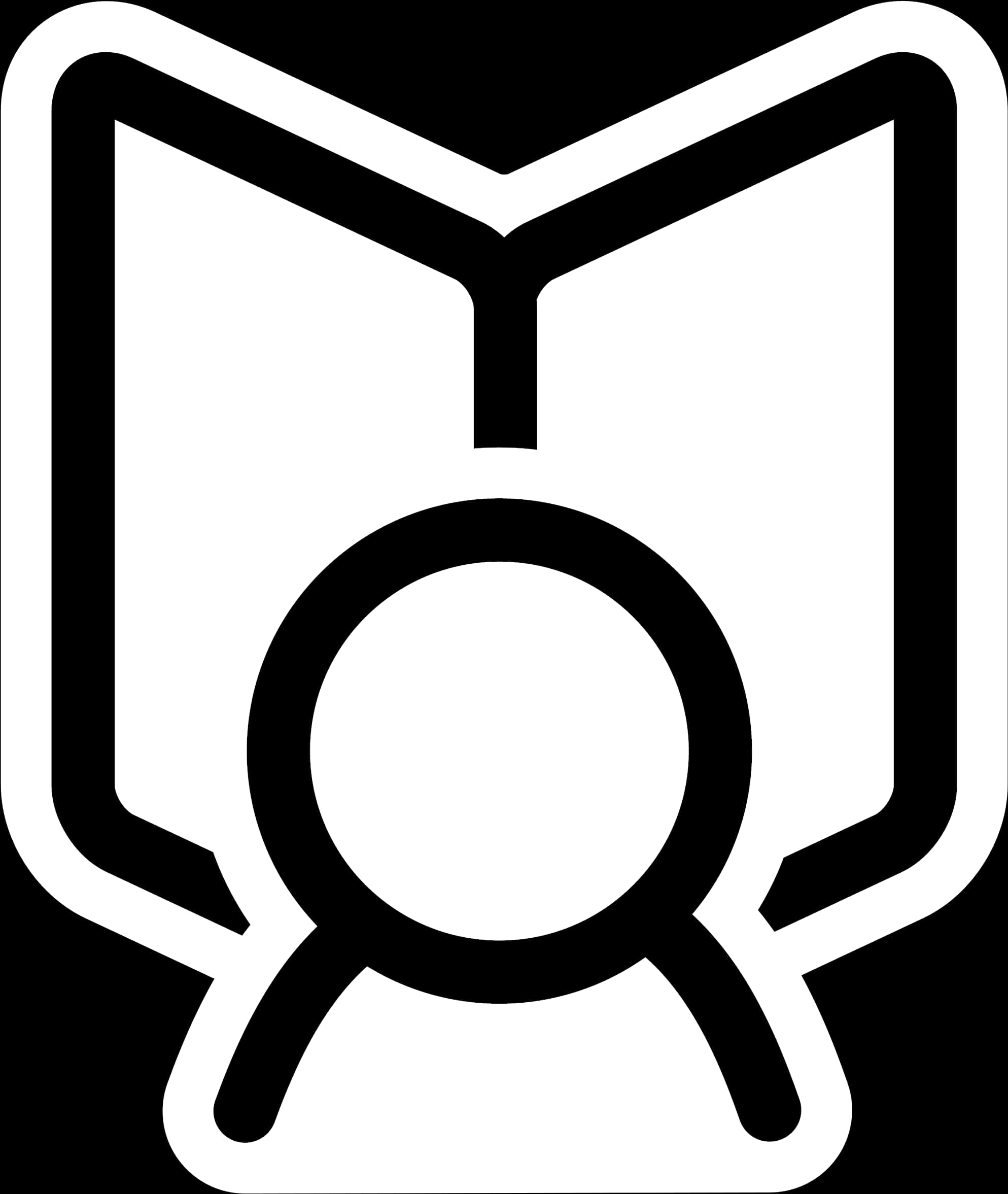 Address Icon 桌布 壁紙 — 一本打開的書，中間有一個放大鏡的極簡黑白圖示。