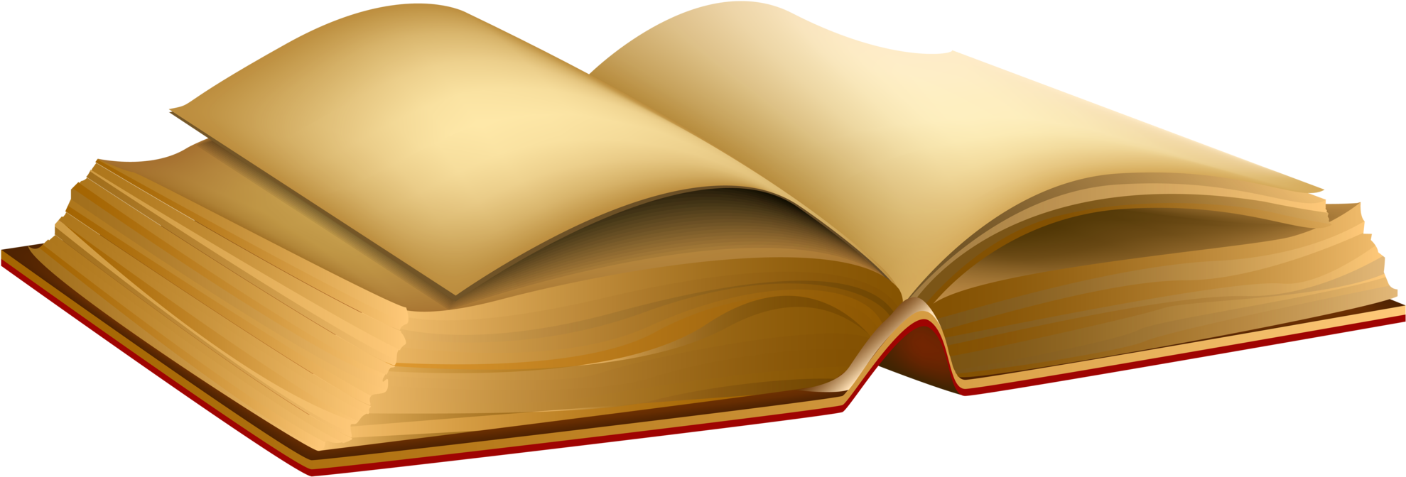 Books Clipart 桌布 壁紙 — 一本打開的書，奶油色書頁，紅色封面，平放在黑色背景上。