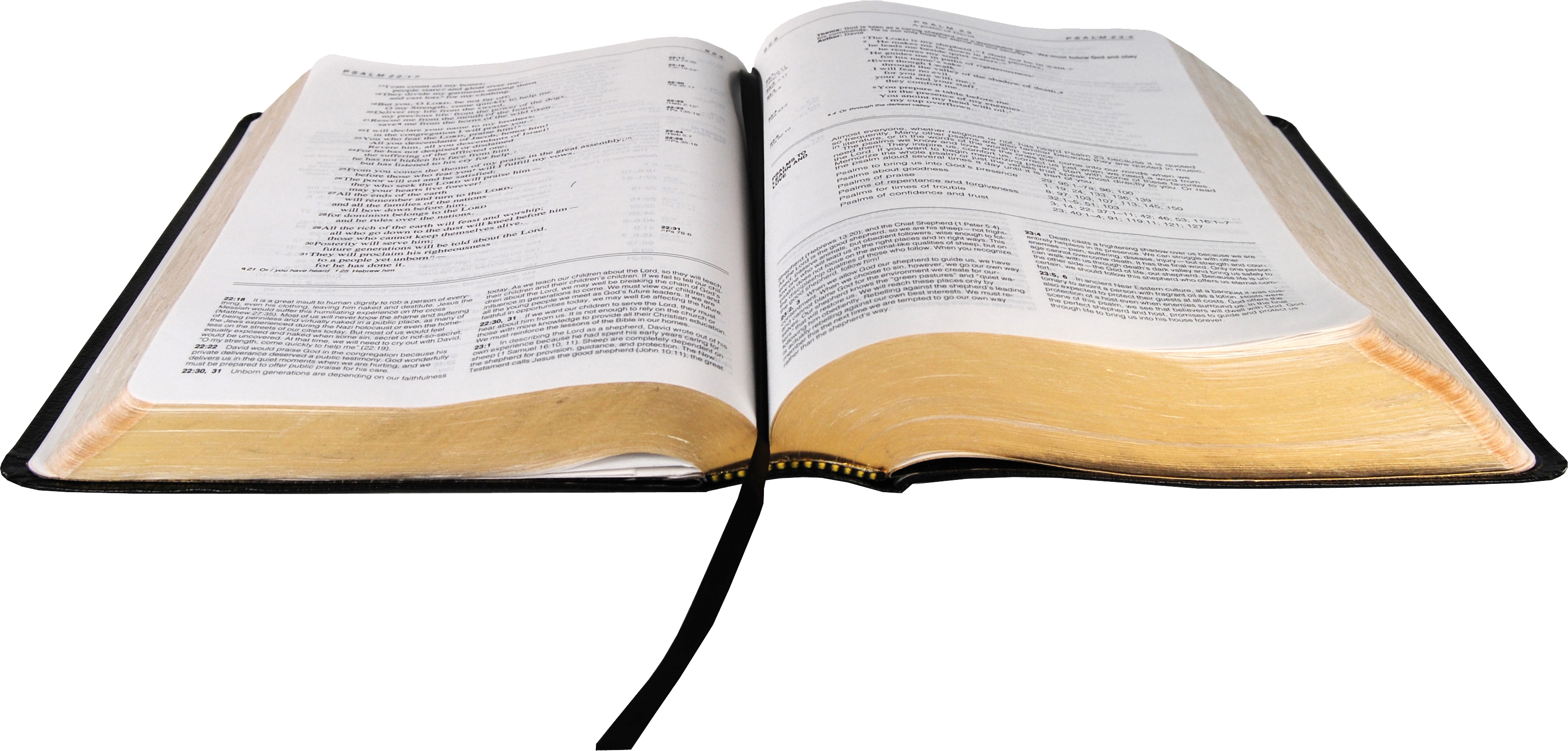 Open Bible 桌布 壁紙 — 一本打開的書，帶有泛黃的書頁和黑色封面，平放在白色背景上。