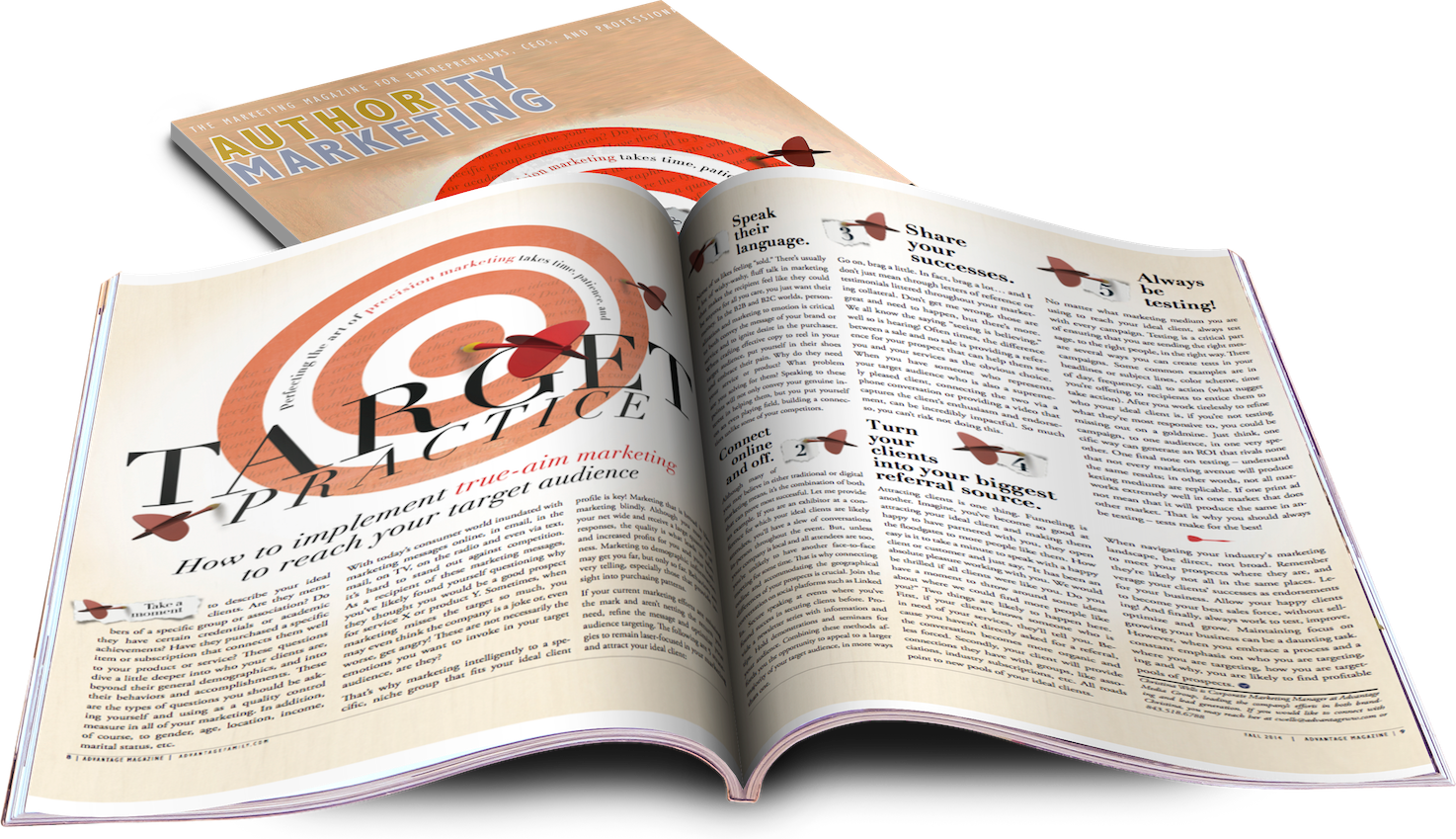 雜誌 桌布 壁紙 — 一本打開的書，書名為「Author Marketing」，有粗體文字和紅色絲帶書籤，放在木桌上。