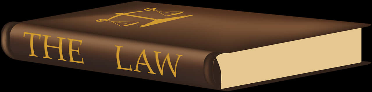 Law 桌布 壁紙 — 一本深棕色的法律書籍，名為『THE LAW』，封面有金色字體和正義天秤標誌。