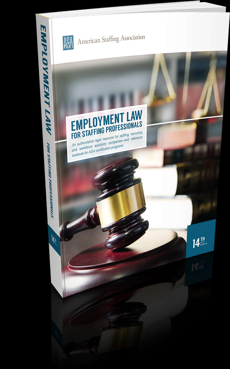 Law Enforcement 桌布 壁紙 — 一本為人力資源專業人士而設的專業僱傭法書籍，書上有一個法槌和正義天秤放在反光表面上。