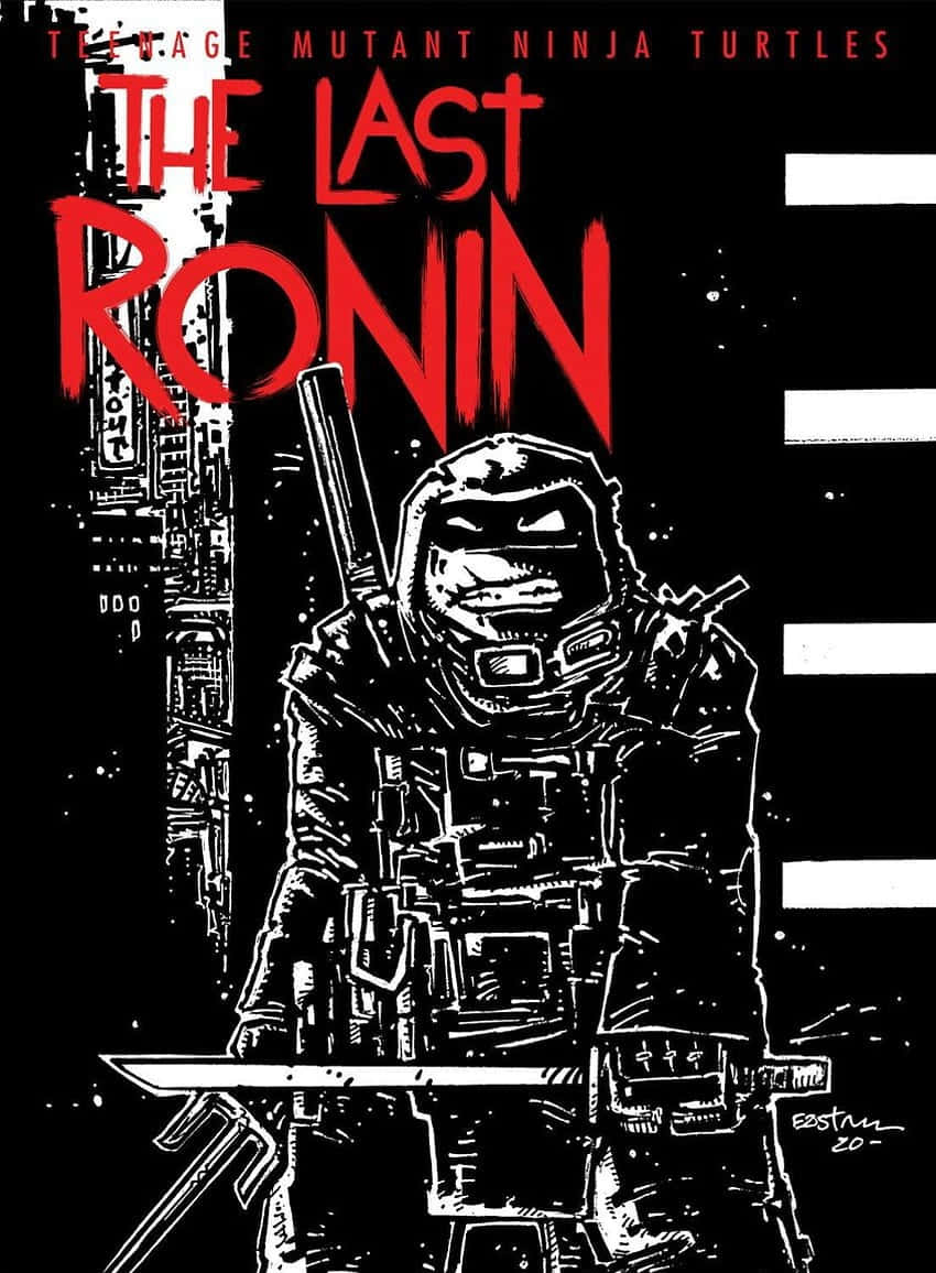 Teenage Mutant Ninja Turtles Comic Book 桌布 壁紙 — 一本粗獷的漫畫書封面，描繪一隻戴面具的忍者龜在鮮明的城市背景下揮舞武士刀，並配有粗體紅色標題文字。