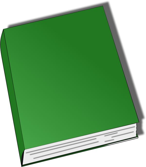 Closed Book 桌布 壁紙 — 一本純綠色書，白色書頁，傾斜在黑色背景上。