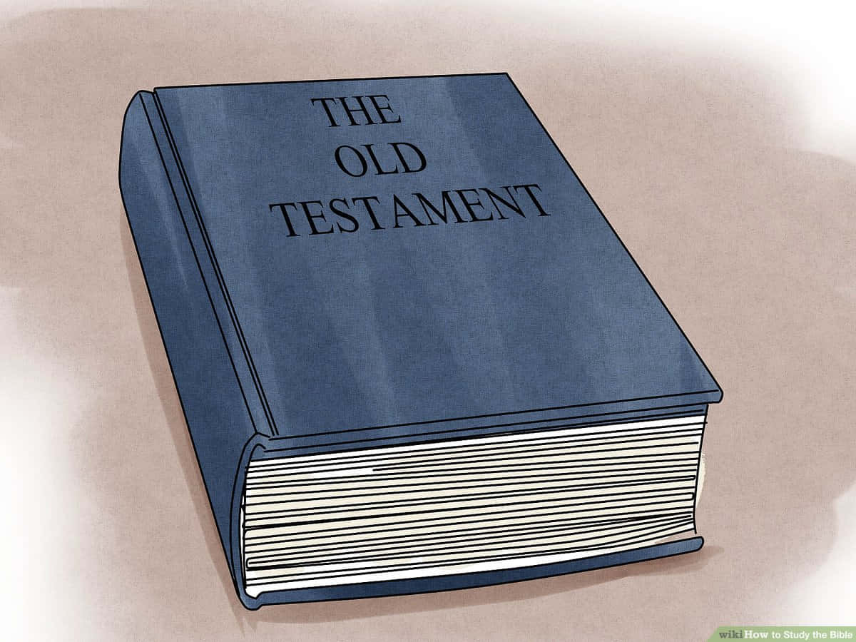 聖經 桌布 壁紙 — 一本藍色插圖書，名為「THE OLD TESTAMENT」，放在帶有柔和陰影的米色表面上。
