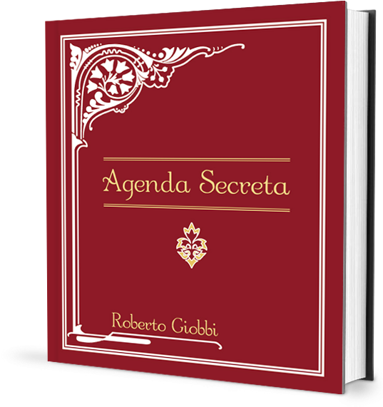 書本 桌布 壁紙 — 一本豐富的紅色書，名為《Agenda Secreta》，作者是Roberto Giobbi，封面有華麗的白色和金色細節。