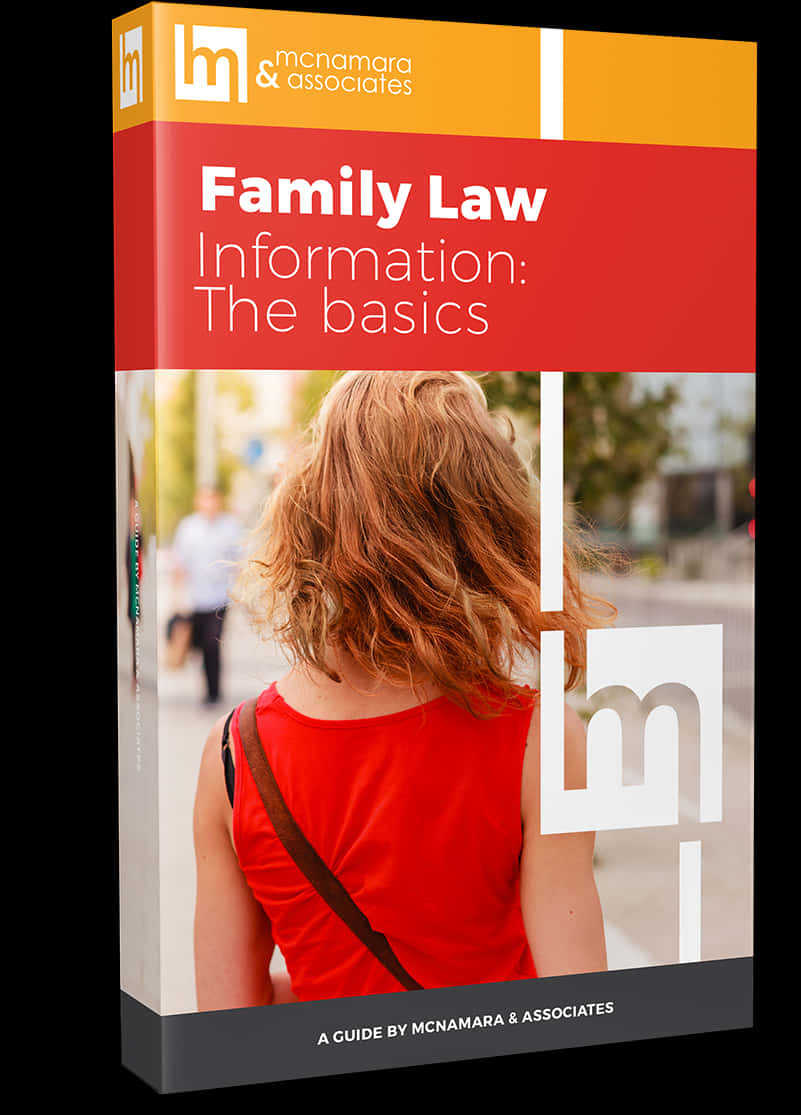 Law 桌布 壁紙 — 一本關於家庭法資訊基礎的書籍封面， featuring 一位身穿紅衣的女子在城市街道上走開。