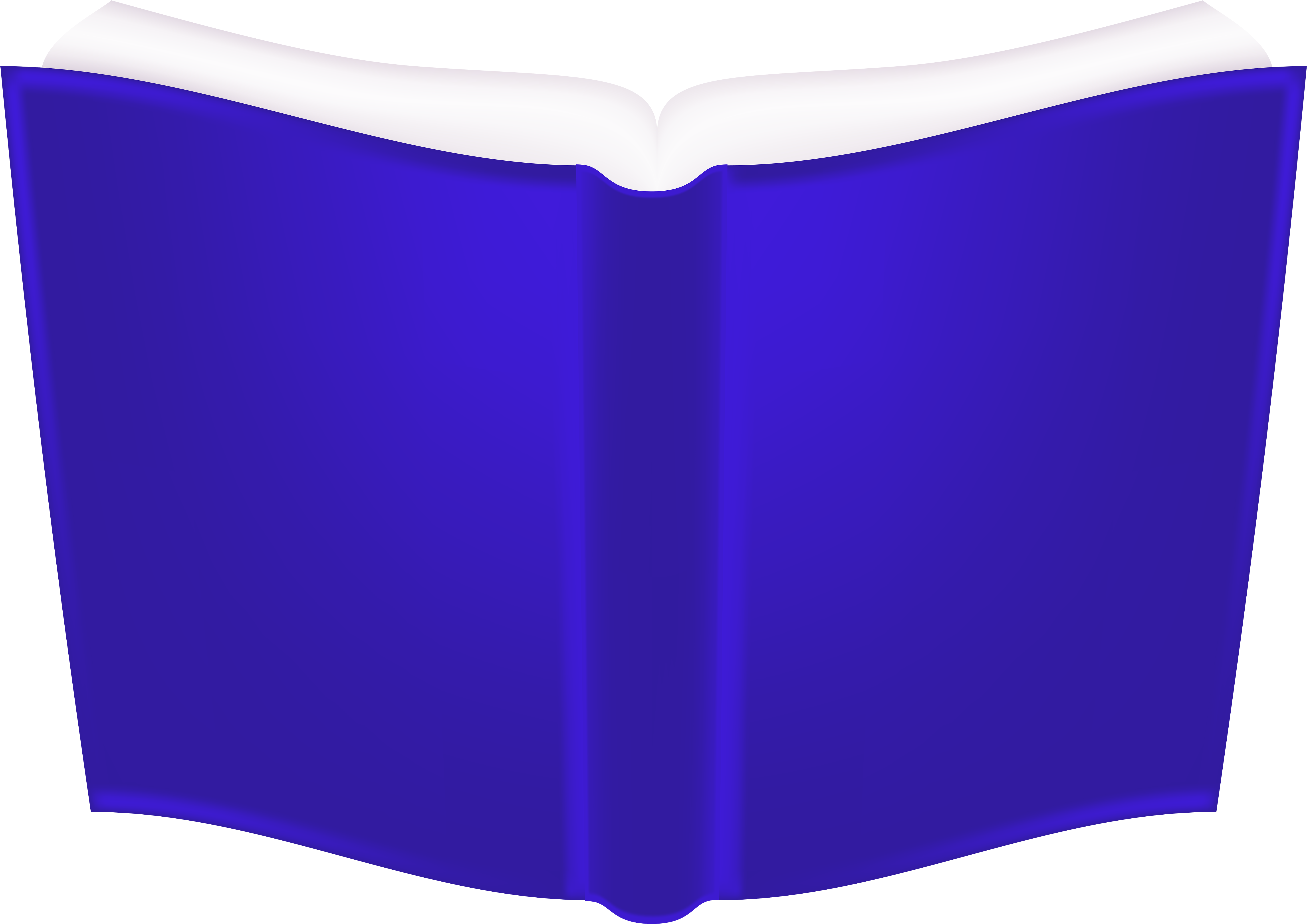 書本 桌布 壁紙 — 一本鮮藍色打開的書，白色書頁，孤立在純黑背景上。