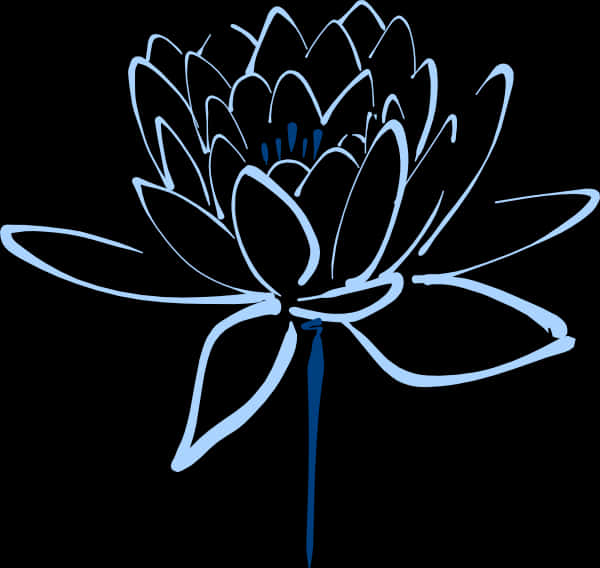 lotus 桌布 壁紙 — 一朵在純黑背景上以光線勾勒的發光藍色蓮花。
