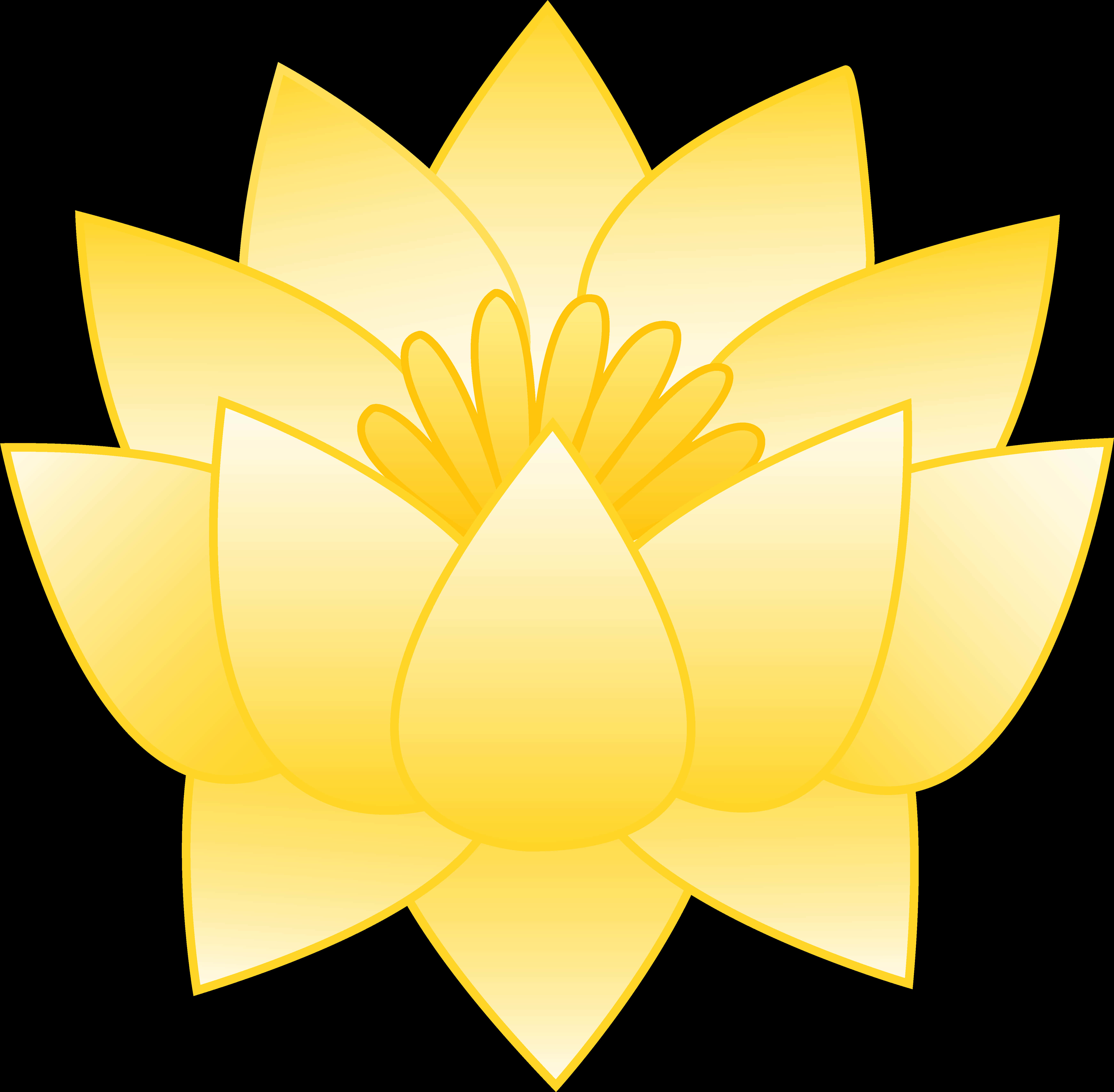 lotus 桌布 壁紙 — 一朵明亮的黃色蓮花，層層花瓣柔和漸變，在純黑背景上盛開。